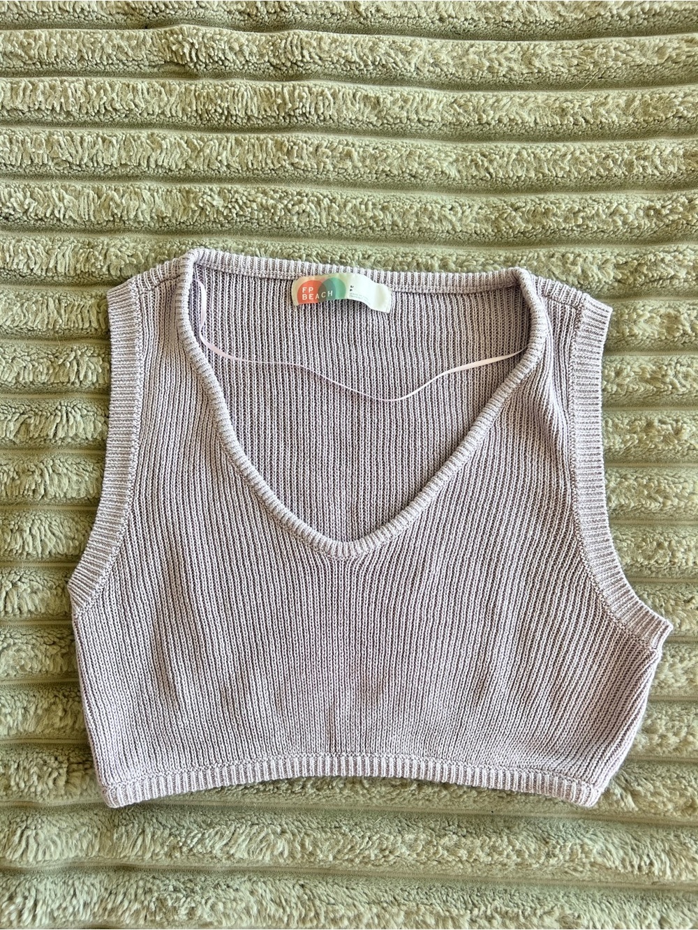 Free People Beach Linen Blend Purple V-Neck Sweater Tank- Size Small